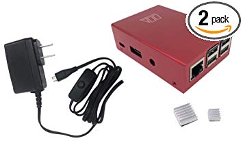 Micro Connectors Aluminum Raspberry Pi 3 Case for Model B B  with UL Approved On/Off Switch 5V/2.5A Power Supply Adapter - Red (RAS-03RDPWR-PI)