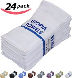 Utopia Towels 100 Cotton Premium Washcloths Easy Care Ringspun Cotton for Maximum Softness and Absorbency 24-Pack - White 12 x 12