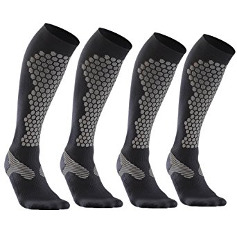 Compression Socks for Men & Women 4 Pairs - BEST Compression Stockings for Running, Medical, Athletic, Edema, Diabetic, Varicose Veins, Travel, Pregnancy, Shin Splints, Nursing …