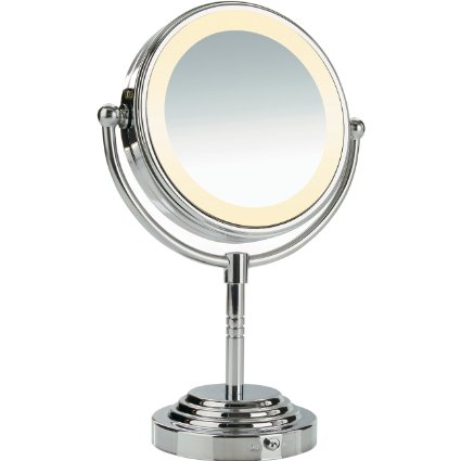 Conair Double-Sided Battery-Operated Lighted Makeup Mirror Polished Chrome Finish