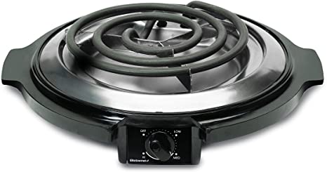 Elite Gourmet Elite Cuisine ESB-300X Single Countertop Portable Small Buffet Burner Electric Hot, Coiled Heating Plate, Temperature Control, Dorms, RV, Camping, 750 Watts, Black