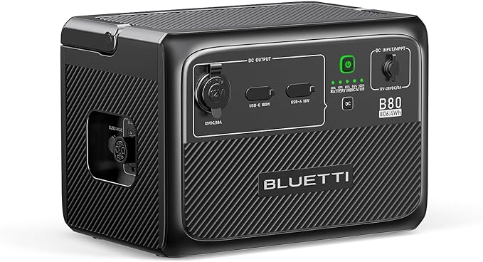 BLUETTI Expansion Battery B80, 806Wh LiFePO4 Battery Pack for AC60 AC2A AC70 EB3A EB55 EB70S AC180, DC Power Source w/ 100W USB-C, Extra Battery for Outdoor Camping, Power Outage