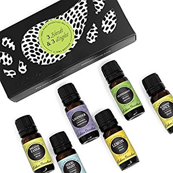 Top 3 Blends & Top 3 Single Oils Set/ Kit- 6/10 ml 100% Pure Therapeutic Grade Basic Aromatherapy Sampler Essential Oil Gift Set