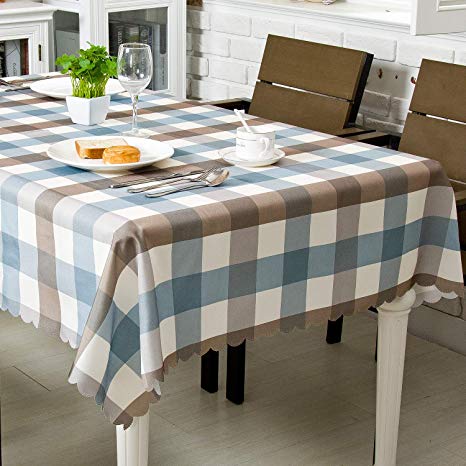 Hewaba Rectangle Printed Tablecloth - (60" x 104") Polyester Fabric Washable Table Cover, Seats 8-10 People, Wrinkle Free, Oil-Proof/Waterproof Tabletop Protector for Kitchen Dinning Party - Plaid