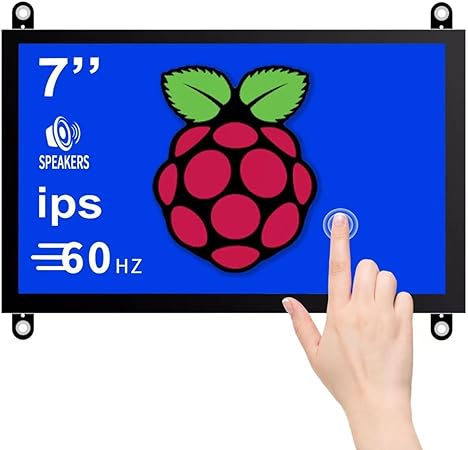 7 Inch Raspberry Pi Screen Touchscreen Monitor 1024x600 HDMI Monitor 16:9 IPS Screen LCD Display w/Dual Speaker for Raspberry Pi 4/3/2/Zero/B/B  Win11/10/8/7, Free-Driver