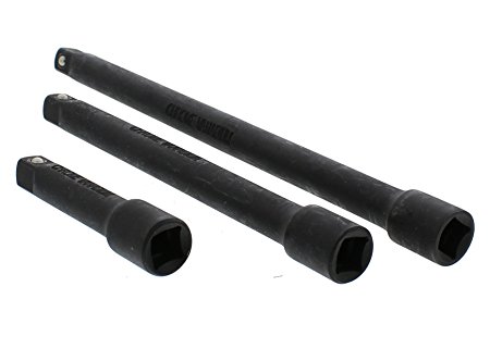 ABN 3/8  Inch Drive Socket Impact Rated Extension Bar Set 3, 6 and 8 Inch Lengths, Cr-V Steel Black Oxide