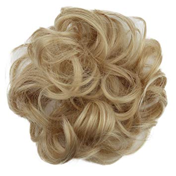 PRETTYSHOP Scrunchie Scrunchy Bun Up Do Hair piece Hair Ribbon Ponytail Extensions Wavy Curly or Messy Verious Colors (bleach blonde mix 86A/613 G28A)