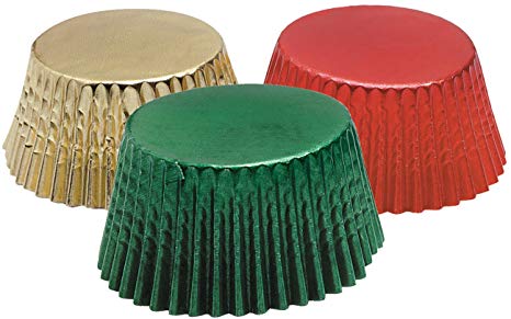 Fox Run 7102 Christmas Foil Disposable Bake Cups, 3 x 3 x 1.25 inches, Red