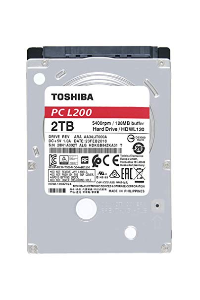 Toshiba L200 Mobile 2.5" 2TB SATA HDD 'Bulk' (HDWL120UZSVA)