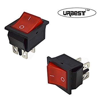 URBEST 10 Pcs KCD4 DPST ON-OFF 4 Pin Rocker Boat Switch 16A/20A AC 250V/125V for Car, Motorcycle