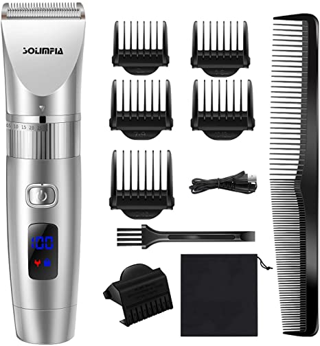 SOLIMPIA Professional Hair Clipper Cord-Cordless Hair Trimmer Kit for Men, Rechargeable Electric Trimmer with LED Display and USB Lithium