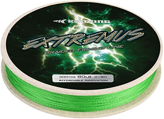 KastKing Extremus Braided Fishing Line, Highly Abrasion Resistant 4-Strand Braided Lines, Thin Diameter, Zero Stretch, Zero Memory, Easy Casting, Great Knot Strength, Color Fast