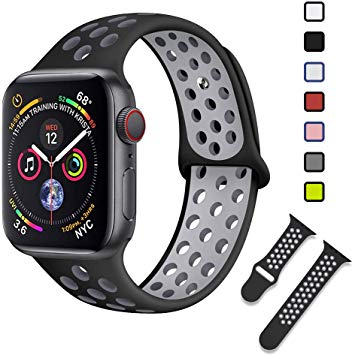 Lintelek Sport Loop Band Compatible with Apple Watch 38mm 42mm 40mm 44mm, Light Weight Silicone Replacement Straps for iWatch Series 1/2/3/4 Small Large