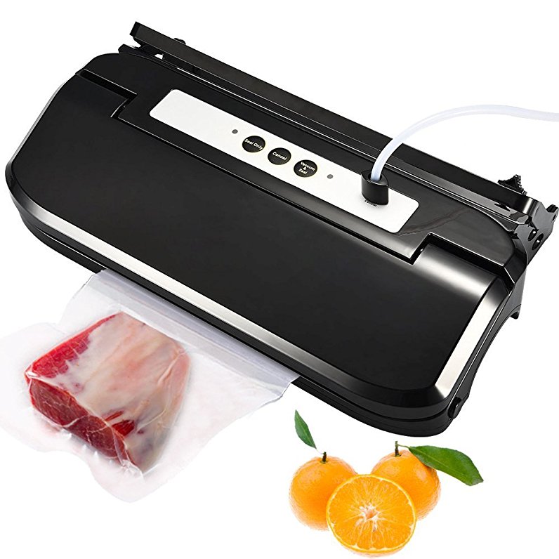 Vacuum Sealer, [Update Version] Pictek 3-in-1 Fully Automatic Food Vacuum Saver, Easy One-Touch Vacuum Sealing System Machine with vacuum tube and Cutter, Black