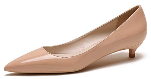 Women's Classic Pointed Toe Slip On Kitten Heel Dress Shoes Low Heel Pump Party Shoe