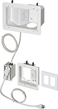 Arlington TVB712BK-1 Angled Box In-Wall Wiring Kit, Pre-Wired TV Bridge, 2-Gang, White, 1-Pack