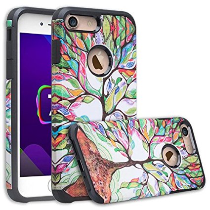 IPhone 7 Plus Case, Apple iPhone 7 Plus [Shock Absorption/Impact Resistant] Hybrid Dual Layer Armor Defender Protective Case Cover for iPhone 7 Plus, Colorful Tree