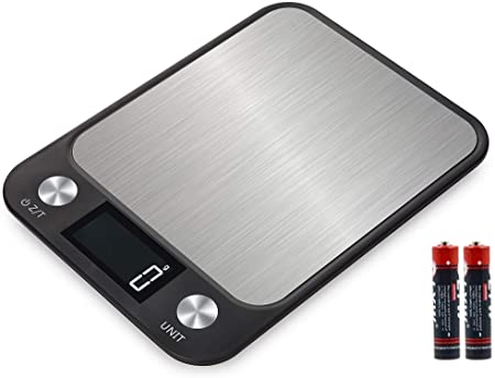 Mose Cafolo ~ High Precision Measurement Accuracy Stainless Steel Digital Kitchen Scale Electronic Food Scale Range From 0.04oz (1g) to 22bs 10kg (Batteries Included)