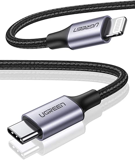 UGREEN USB C Lightning Kabel MFi Zertifiziert Power Delivery Typ C Lightning Ladekabel kompatibel mit iPhone 12, SE, 11, 11 Pro, XR, XS, X, 8, 8 Plus, iPad 2020, AirPods Pro (1M,Schwarz)