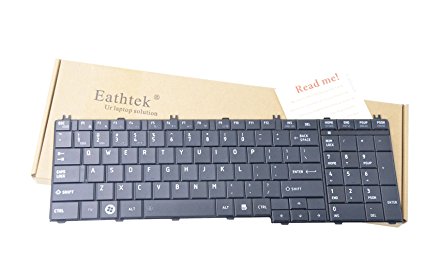 Eathtek Replacement Keyboard for Toshiba Satellite C650 C650D C655 C655D C660 C665 C670 L650 L650D L655 L655D L665 L670 L670D L675 L675D series Black US Lyaout