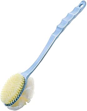 BELOXY 2 IN 1 Back Body Bath Brush with Bristles and Loofah Back Scrubber with Curved Long Handled for Skin Exfoliating Bath, Massage Bristles Suitable for Wet or Dry, Men and Women(Multi) (A1)