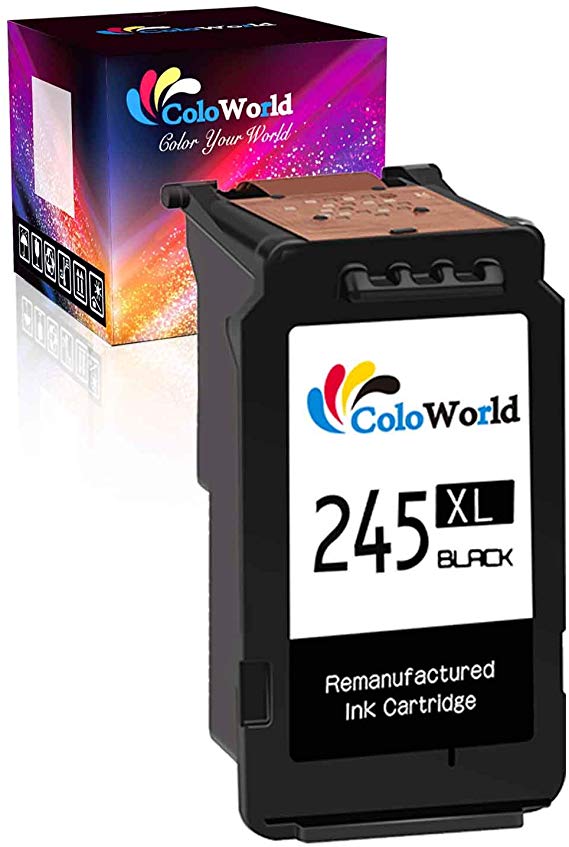 ColoWorld Remanufactured 245XL Black Ink Cartridge Replacement for Canon PG-245XL Used in Canon Pixma MG2520 TR4520 TS302 TS3120 TS202 MX492 MG2525 MG2920 MG2922 MX490 MG2522 MG3020 Printer (1 Black)