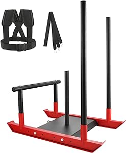 VEVOR Weight Training Sled, Pull Push Power Sled with Handle, Fitness Strength Resistance Training, Steel Workout Equipment for Athletic Exercise & Speed Improvement, Fit for 1" & 2" Weight Plate