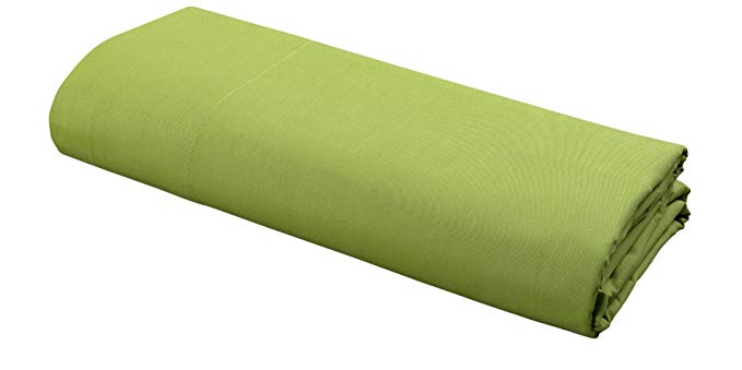 FLAT Sheet by DELANNA 100% Cotton Percale Weave Top Sheet Crisp, Comfortable, Breathable, Soft and Durable (Twin, Lime)