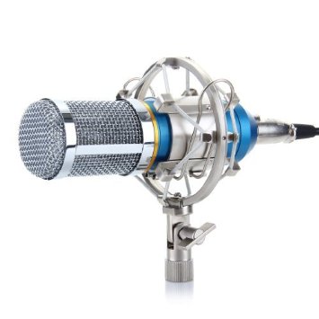 Floureon BM-800 Condenser Sound Studio Recording Broadcasting Microphone   Shock Mount Holder Blue