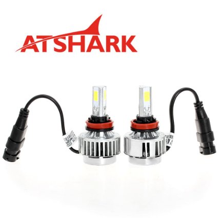 Atshark 72W 6600LM H8 H9 H11 LED Headlight / Headlamp Conversion Kit 3 COB LED 6000K White Super Bright- Replaces Halogen & HID-2 Pack