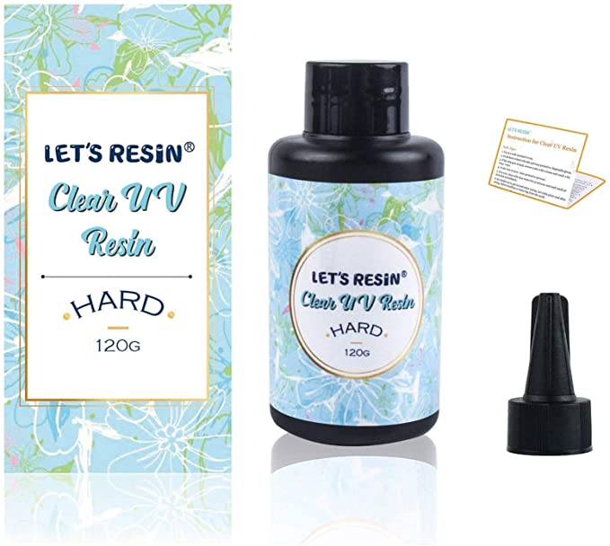 UV Resin LET'S RESIN Clear UV Resin,120g Hard Type Transparent UV Curing Ultraviolet Cure Resin, Solar Cure Sunlight Activated Resin for DIY Resin Jewelry Making