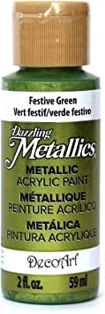 DecoArt Dazzling Metallics 2-Ounce Festive Green Acrylic Paint