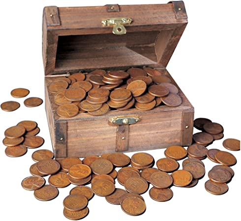 Treasure Chest of 1 Lb of Lincoln Wheat-Ear Pennies