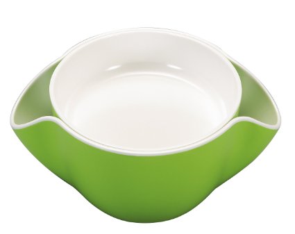 Kody Double Dish for Pistachios, Peanuts, Edamame, Cherries, Nuts, Fruits, Candies, Snacks Plastic Serving Dishes and Bowls (Pistachio Green)