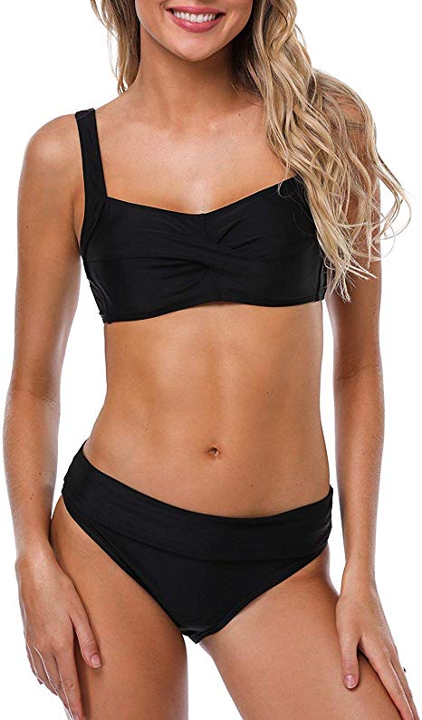 ATTRACO Bikini Swimsuit for Women Wireless Backless Two Pieces Swimwear Bikini Set