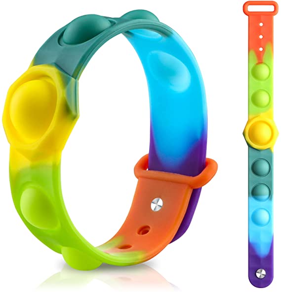 HoneyAKE Stress Relief Wristband Toys, Anti-Anxiety Tool for Kids and Adult, Autism ADHD Special Needs, Wearable Pop Sensory Toy (Rainbow)