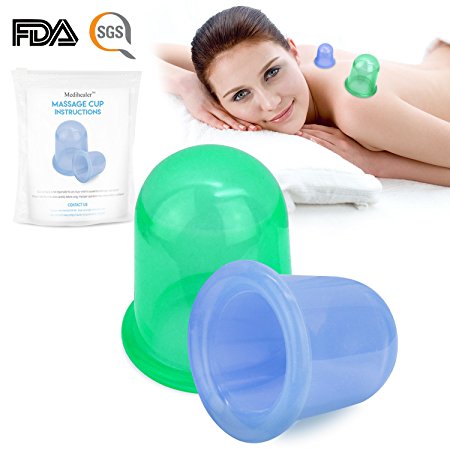 Medihealer Silicone Cupping Therapy Set Massage Suction Vacuum Cup Sets Anti Cellulite Cups Kit Transparent for Face Body Massager (Green,Blue)