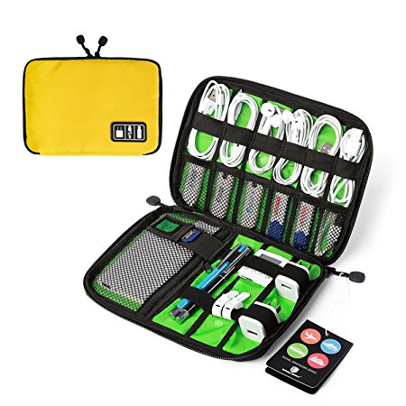 BAGSMART Travel Organizer for Electronics Accessories Hard Drives - Yellow