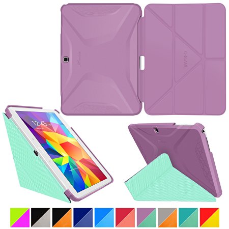 Galaxy Tab 4 10.1 Case, Samsung Galaxy Tab 4 10.1 Case, Origami Slim Fit Shell Lightweight Folio Leather PU Smart Cover Wake / Sleep Stand Purple/Mint