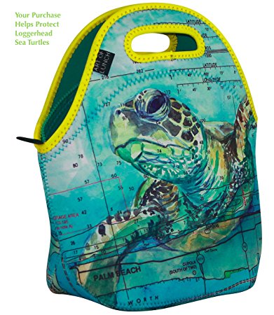 Neoprene Lunch Bag - ART OF LUNCH - By Carly Mejeur (USA) - Artist Royalties and A Portion of Profits will go towards The Loggerhead Marine Life Center of Juno Beach, Florida - Sea Turtle