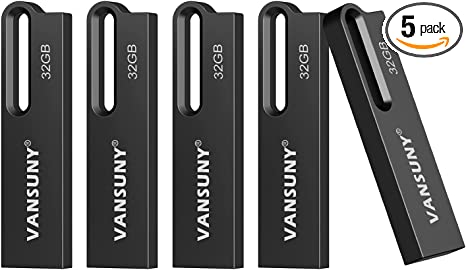 Vansuny 5 Pack USB 3.0 Flash Drives 32GB Metal Waterproof Flash Drives Ultra High Speed Memory Sticks, Portable Thumb Drives for PC/Tablets/Mac/Laptop