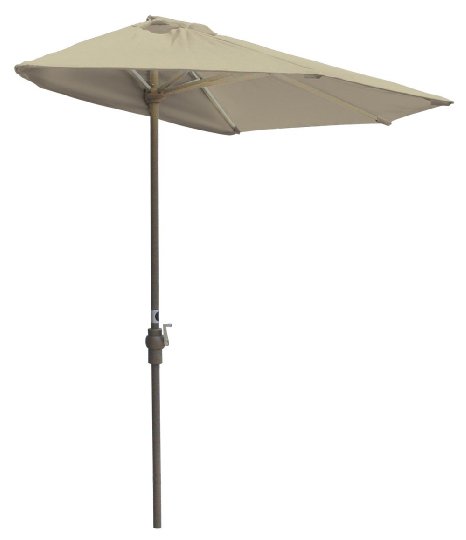 Blue Star Group Off-The-Wall Brella Olefin Half Umbrella, 7.5'-Width, Antique Beige