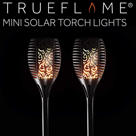 TrueFlame® Mini Solar Powered Garden Torch Lights (2 Pack)