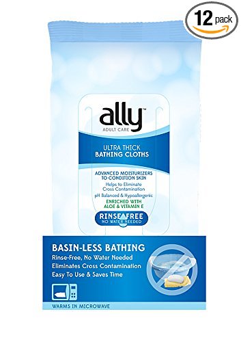 Ally Adult Care Ultra Thick Bathing Cloths, 8 wipes (pack of 12)