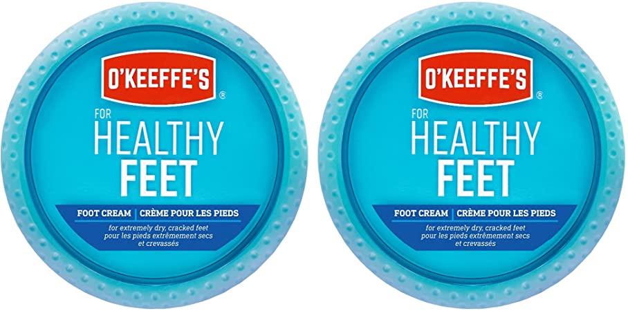 O'Keeffe's Healthy Feet Foot Cream, Healing Moisturizer, Relieves and Repairs Extremely Dry Cracked Feet, Instantly Boosts Moisture Levels, Two 3.2oz/90.7g Jars, (Pack of 2) 108484 White