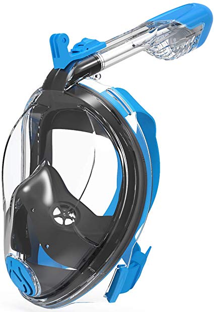 G2RISE SN02 Full Face Snorkel Mask - Breath Easy Airflow System with Minimal Volumetric Flow Rate & 180° Panoramic View with Integrated Lens Design for a Safe Adults/Kids Snorkeling Experience