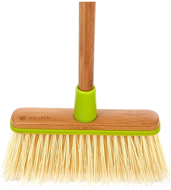 Full Circle Clean Sweep Broom with Bamboo Handle, 1 EA, Green