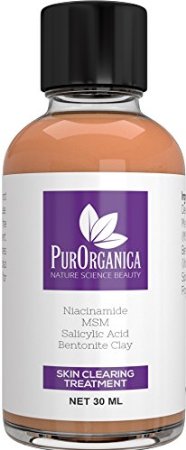 PurOrganica ACNE SPOT TREATMENT - Enhanced Fast Drying Correcting Formula for Clear and Clean Skin - Spot Remover With 25 Salicylic Acid Niacinamide and 10 MSM - Shrinks Whiteheads and Fades Out Face Blemishes - 30ML