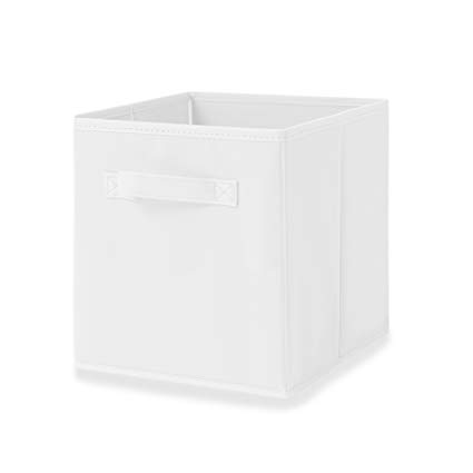 SyMax Canvas Storage Bin Basket Fabric Stackable Foldable Cube Organizer with Drawer Under Bed for Clothes Toys(1 Pack, White)