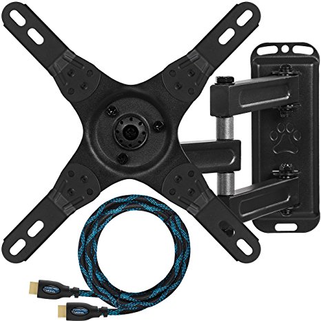 Cheetah Mounts ALAMEB Articulating Arm TV and LCD Monitor Wall Mount, for 12 to 32" Displays up to 30 Lbs, Includes a Twisted Veins 10 Foot HDMI cable